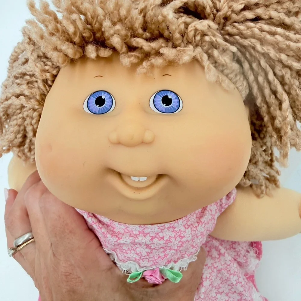 1990 First Edition Cabbage Patch Kids Doll Blonde Yarn Hair Blue Eyes